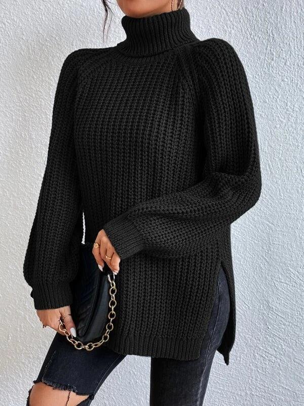 Drune | Hochgeschlossener Langarmpullover in Schwarz