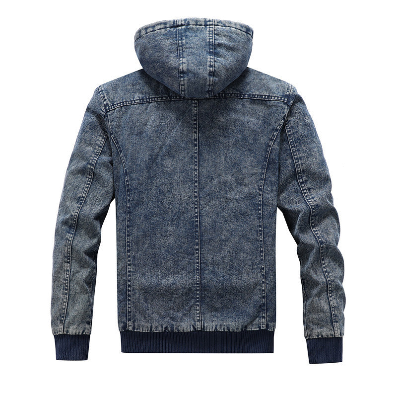 Herren Utility-Denim-Blouson mit Kapuze und Thermo-Teddyfutter Drune