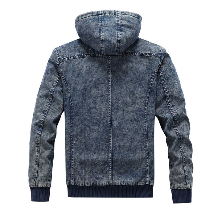 Herren Utility-Denim-Blouson mit Kapuze und Thermo-Teddyfutter Drune
