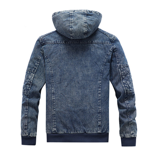 Herren Jeansjacke mit Kapuze und Teddyfutter im gewaschenen Vintage-Look Drune