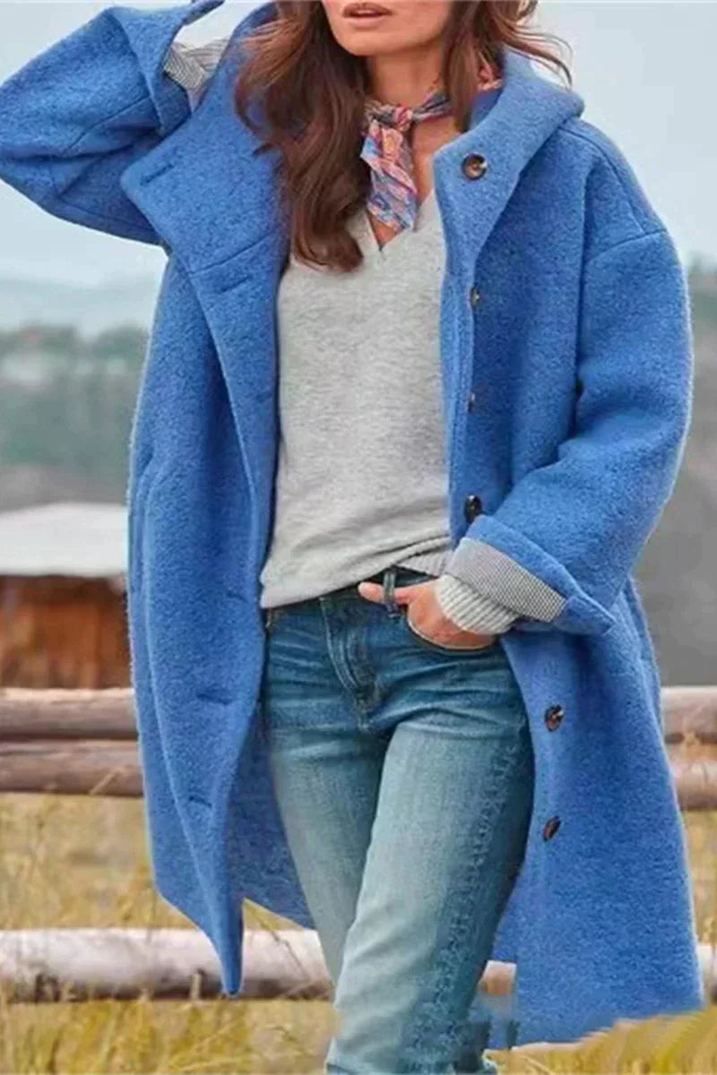 Drune | Damen Teddy Übergangsjacke mit Kapuze und Knöpfen