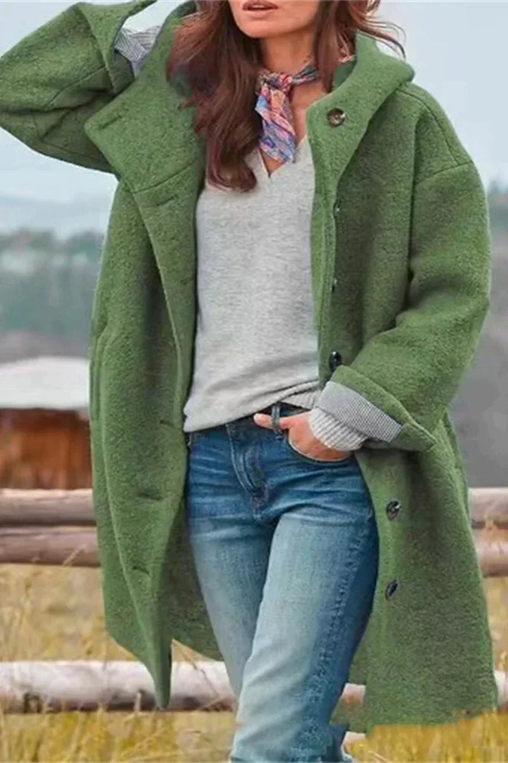 Drune | Damen Teddy Übergangsjacke mit Kapuze und Knöpfen