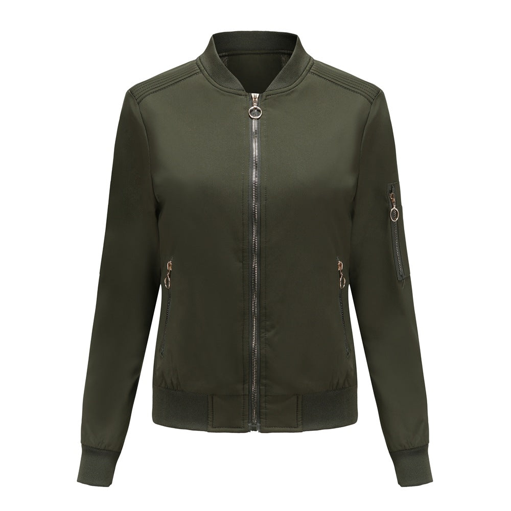 Damen nan leichte sportive Bomberjacke mit Ringzipper und Ärmeltasche Drune