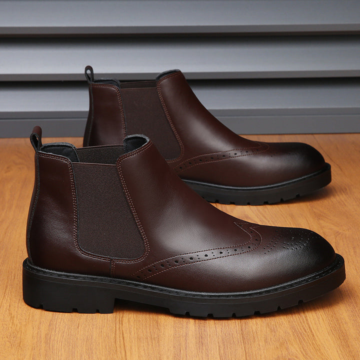 Klassische Herren-Chelsea-Boots mit Brogue-Details