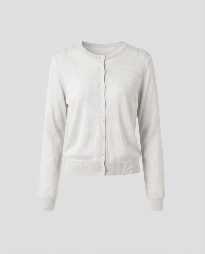 Damen Leichter Feinstrick-Cardigan mit feiner Knopfleiste und Rundhalsausschnitt Drune