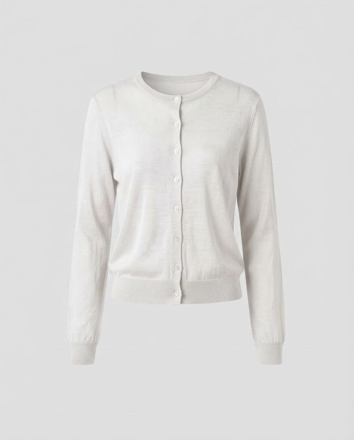 Damen Leichter Feinstrick-Cardigan mit feiner Knopfleiste und Rundhalsausschnitt Drune