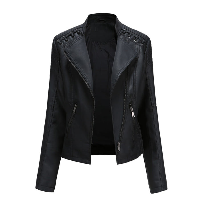 Drune | Enganliegende Lederjacke Mit Schulternaht für Damen - Perfekt für Lässige Tage