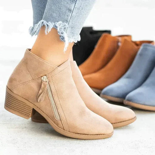 Drune | Wildleder Stiefeletten mit Reißverschluss für Damen - Perfekt für den Alltag