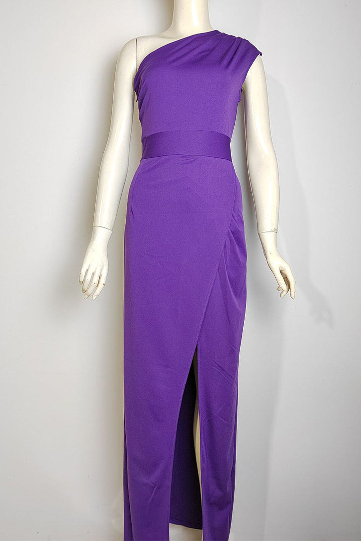 Drune | Elegantes Formelles Einfarbiges Schlitz Asymmetrisches Schräges Kragen Abendkleid Kleider - 8 Farben