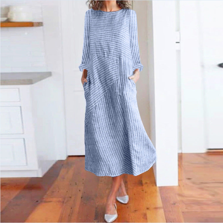 Damen Maxikleid mit asymmetrischem Design und praktischen Taschen Drune