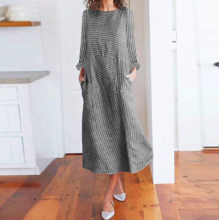 Damen Maxikleid mit asymmetrischem Design und praktischen Taschen Drune
