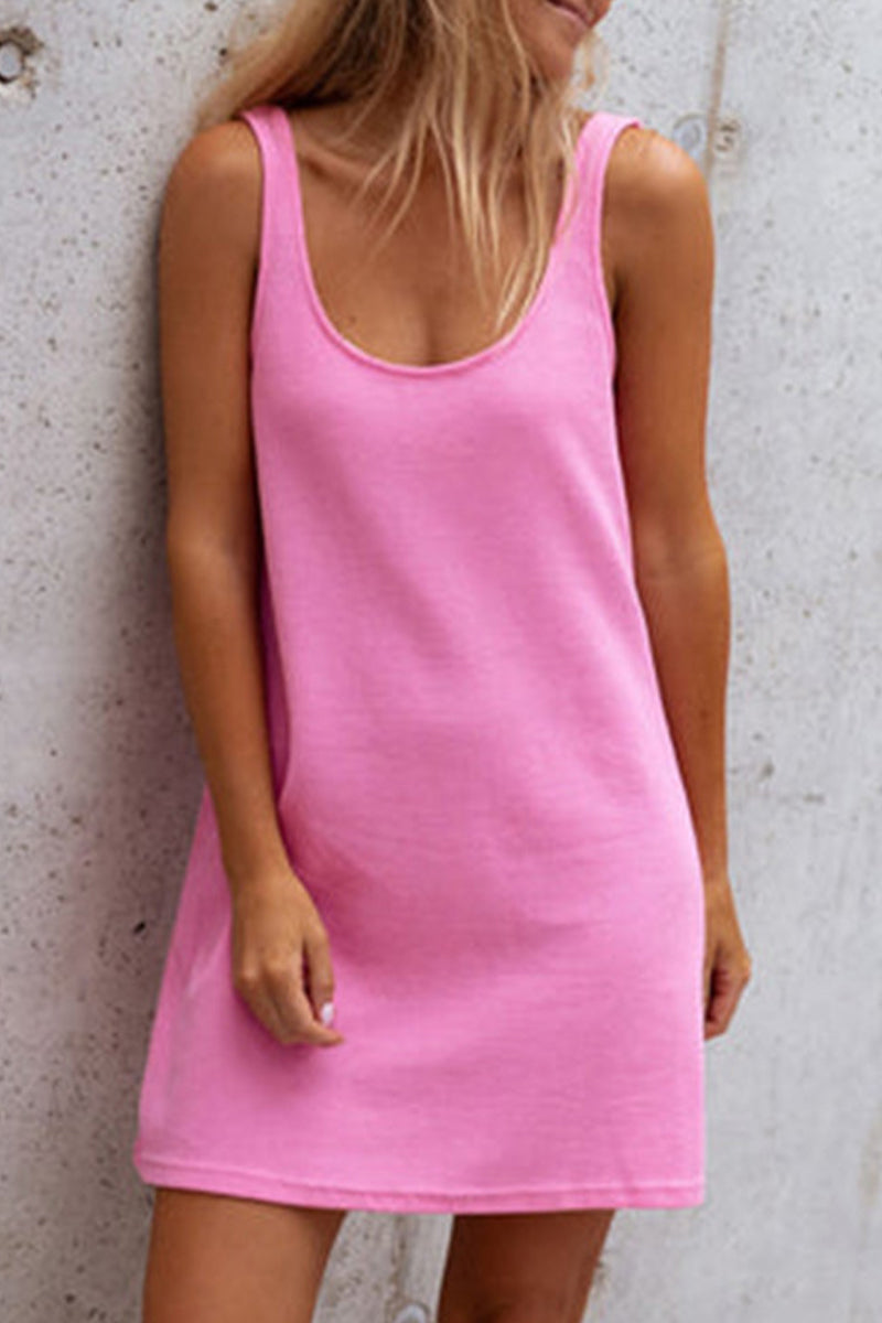 Drune | Sexy Casual Solid U Neck Vest Kleid Kleider- 8 Farben