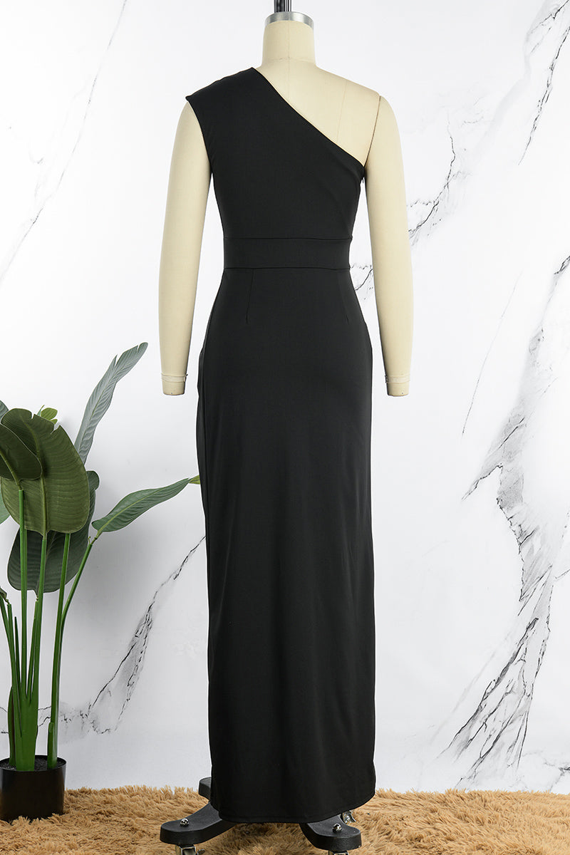 Drune | Elegantes Formelles Einfarbiges Schlitz Asymmetrisches Schräges Kragen Abendkleid Kleider - 8 Farben