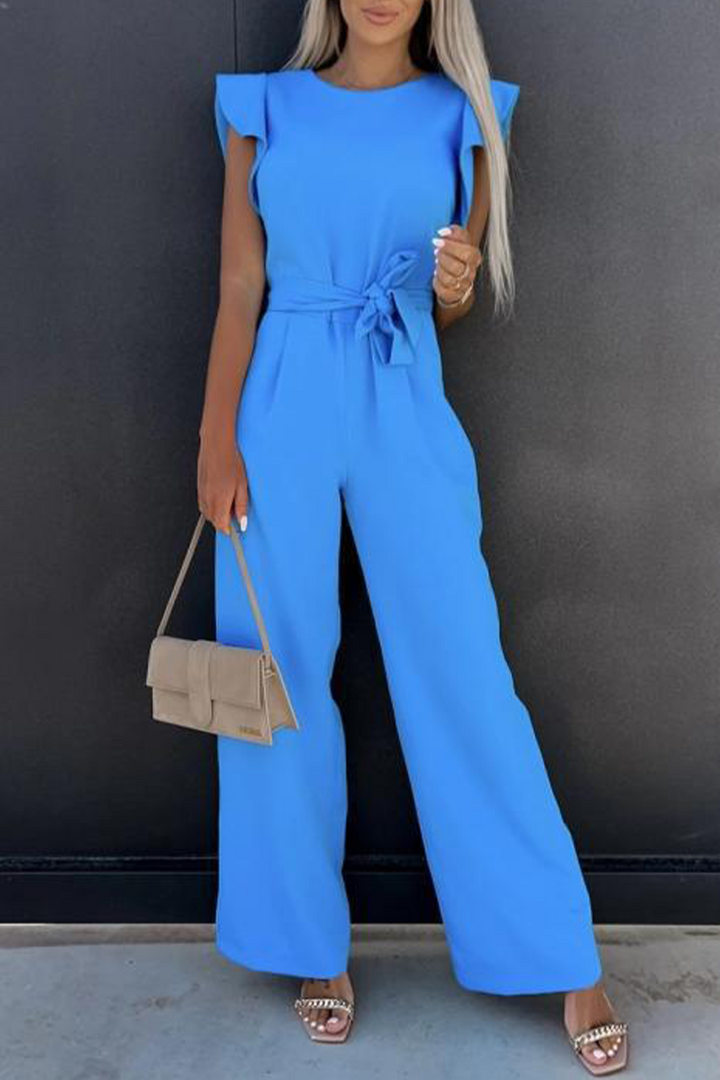 Drune | Elegante Einfarbige Taschen Frenulum O-Ausschnitt Reguläre Jumpsuits - 5 Farben