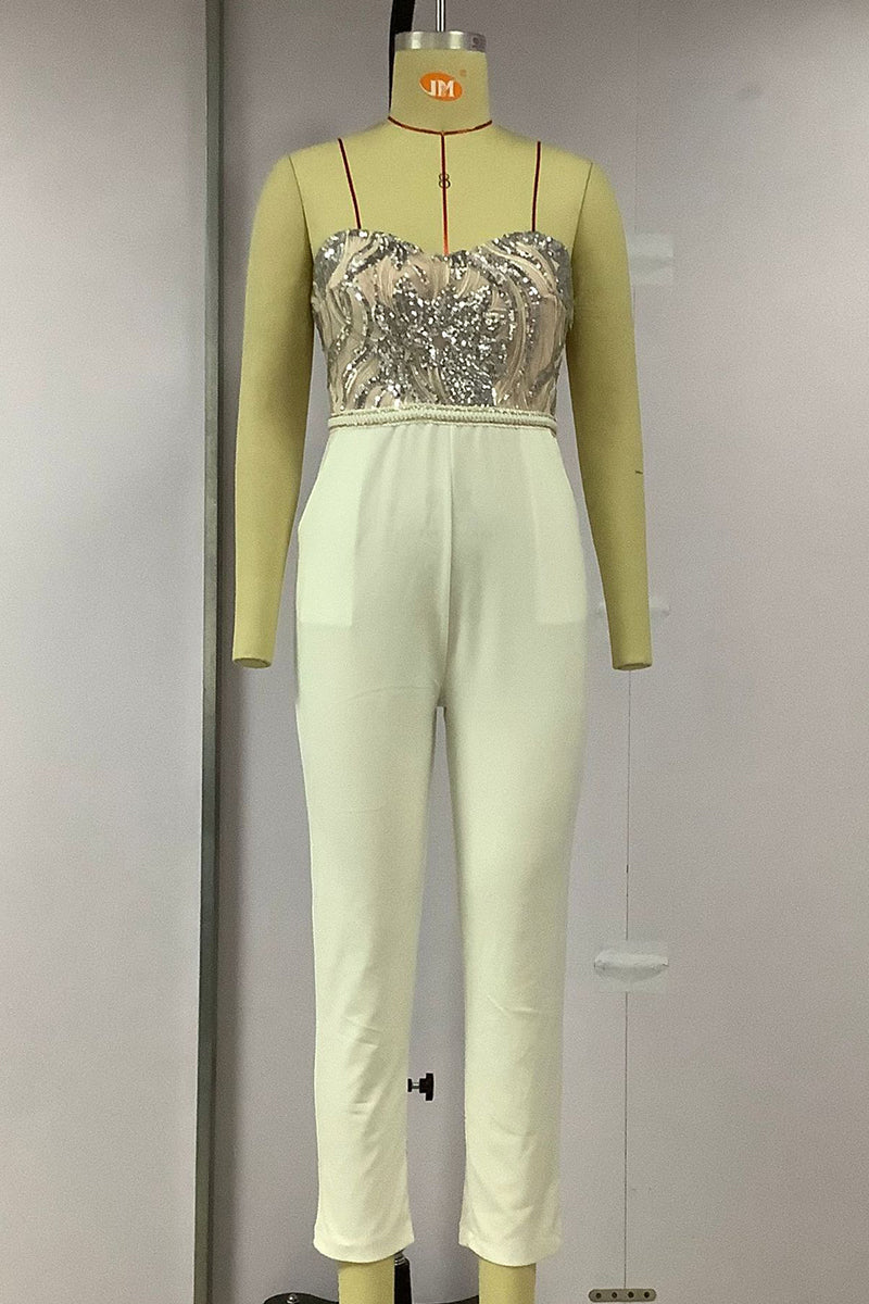 Drune | Sexy Solid Bestickte Pailletten Patchwork Trägerlos Regelmäßig Overall
