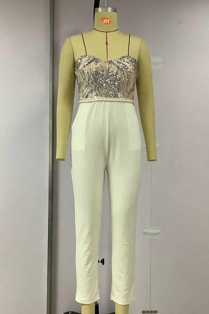 Drune | Sexy Solid Bestickte Pailletten Patchwork Trägerlos Regelmäßig Overall