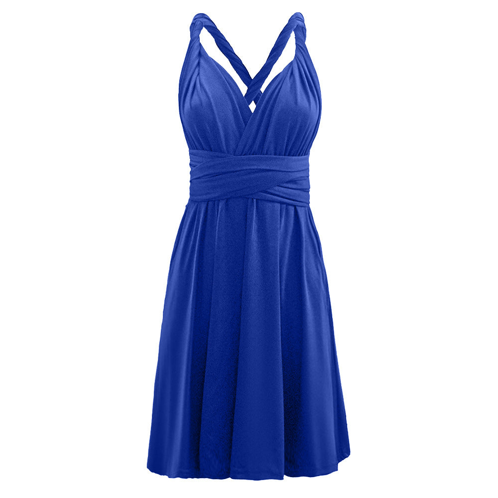 Damen Wickelkleid mit eleganter Raffung und tiefem V-Ausschnitt Drune