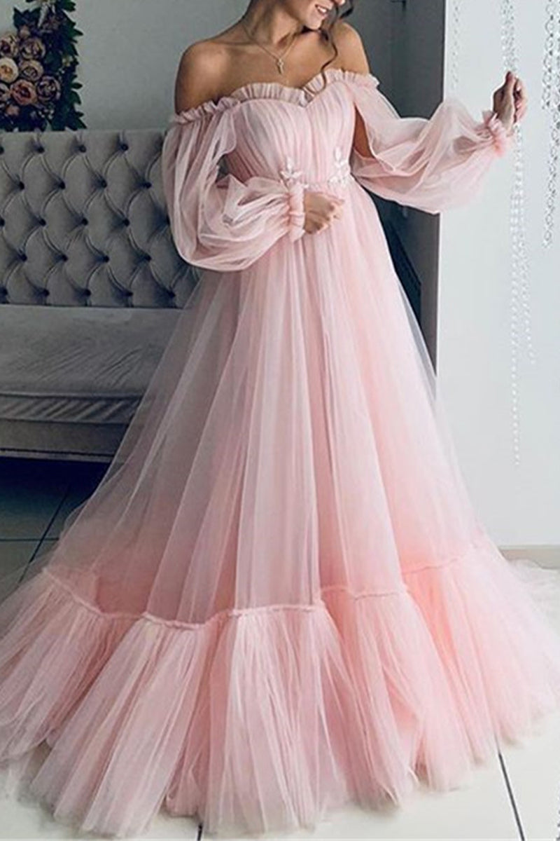 Drune | Elegantes Formelles Einfarbiges Patchwork Off-Shoulder Abendkleid Kleider - 3 Farben