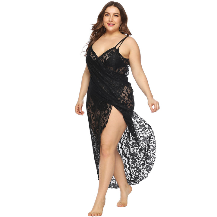 Damen Transparentes Spitzenstrandkleid Drune