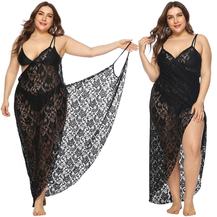 Damen Transparentes Spitzenstrandkleid Drune