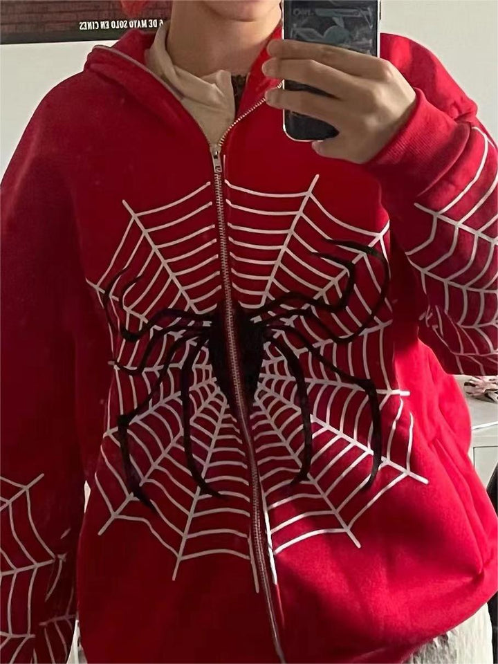 Drune | hoodie mit Reißverschluss und Spider-Logo
