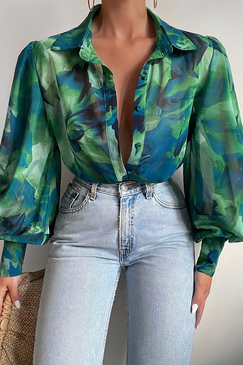 Drune | Blumenbluse mit Puffärmeln für Damen