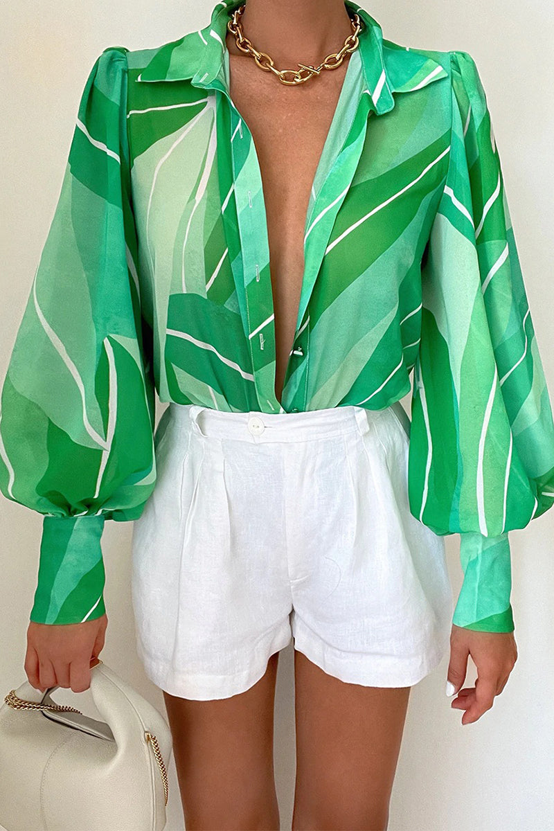 Drune | Blumenbluse mit Puffärmeln für Damen