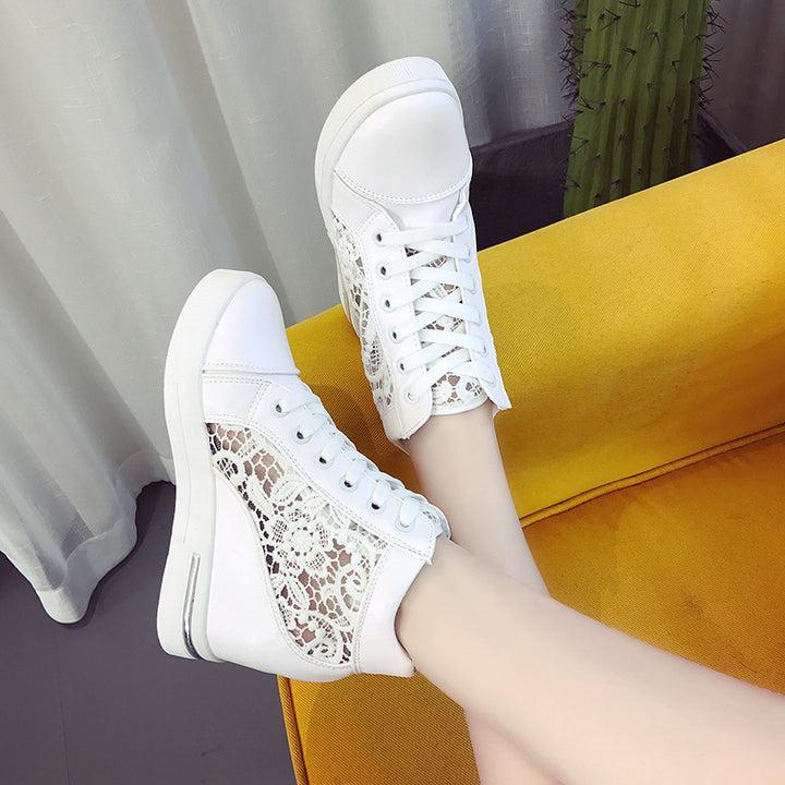Damen High-Top Sneakers mit eleganter Spitzen-Verzierung und gepolsterter Innensohle Drune