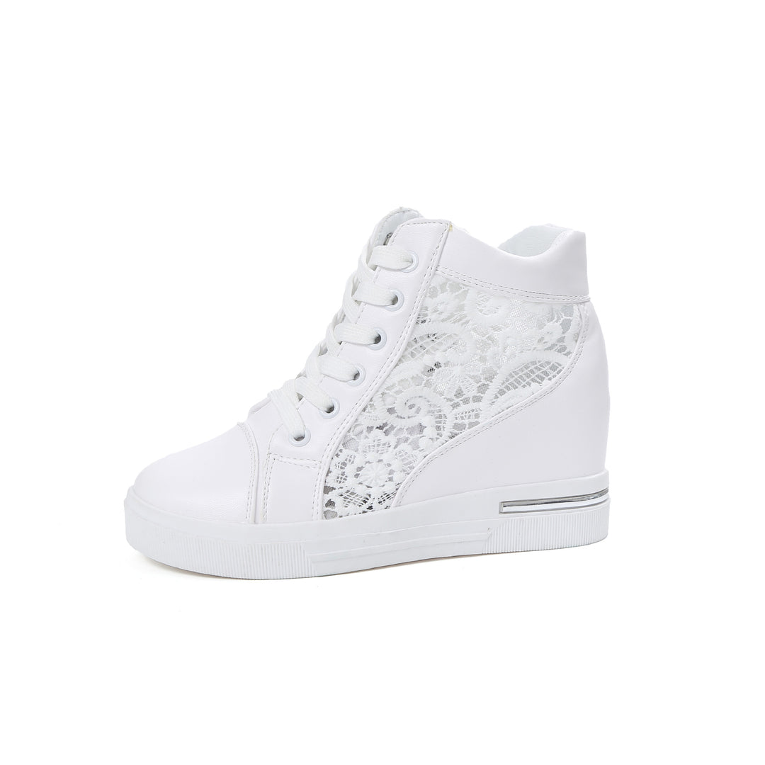 Damen High-Top Sneakers mit eleganter Spitzen-Verzierung und gepolsterter Innensohle Drune
