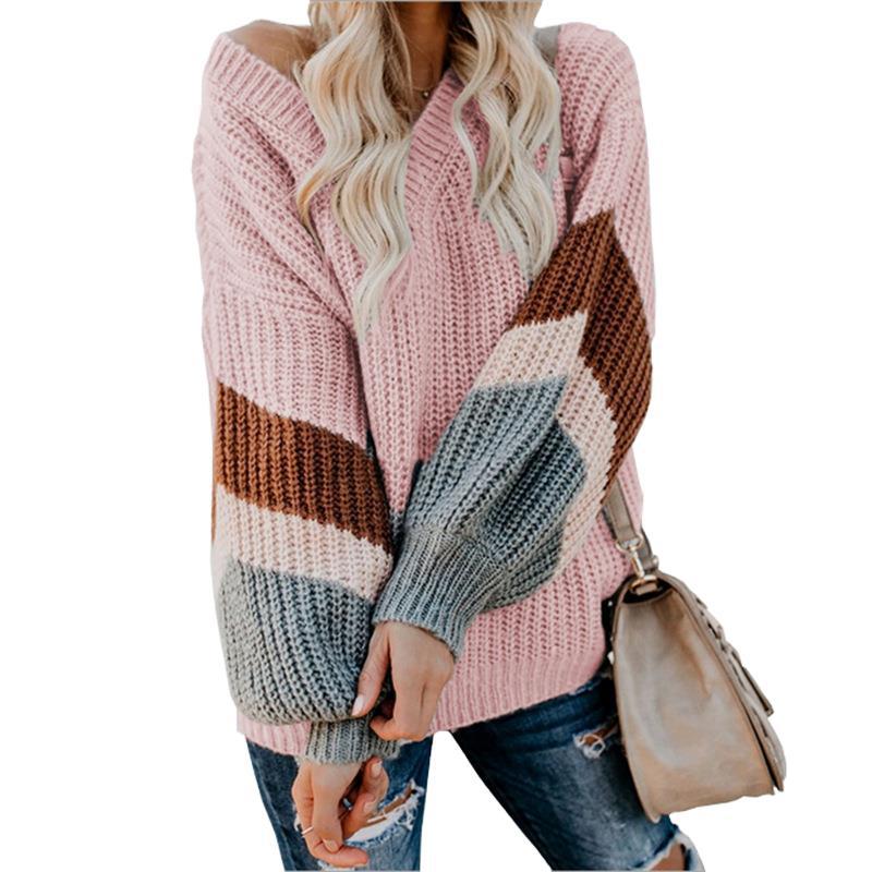 Damen Oversized Strickpullover mit modernem Farbblockdesign Drune