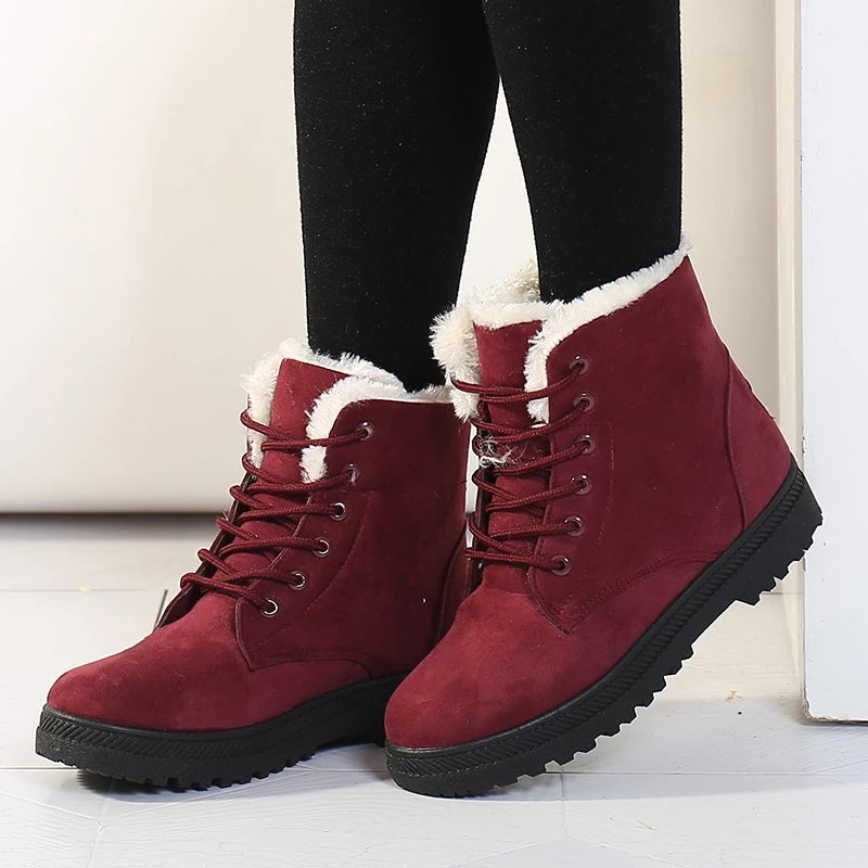 Drune | Winter Stiefeletten Damen – Gefütterte Stiefel mit flacher Sohle und Schnürung