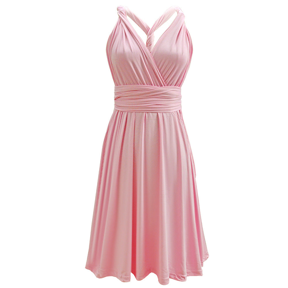 Damen Wickelkleid mit eleganter Raffung und tiefem V-Ausschnitt Drune