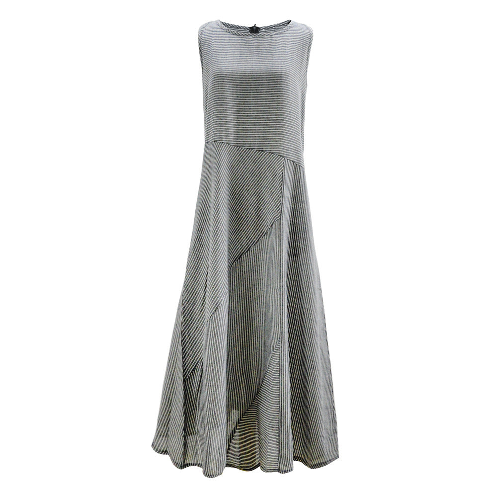 Damen Maxikleid mit Taillenbetonung und schrägem Streifenmuster Drune