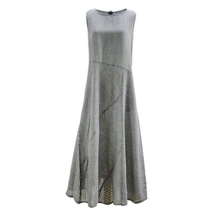 Damen Maxikleid mit Taillenbetonung und schrägem Streifenmuster Drune