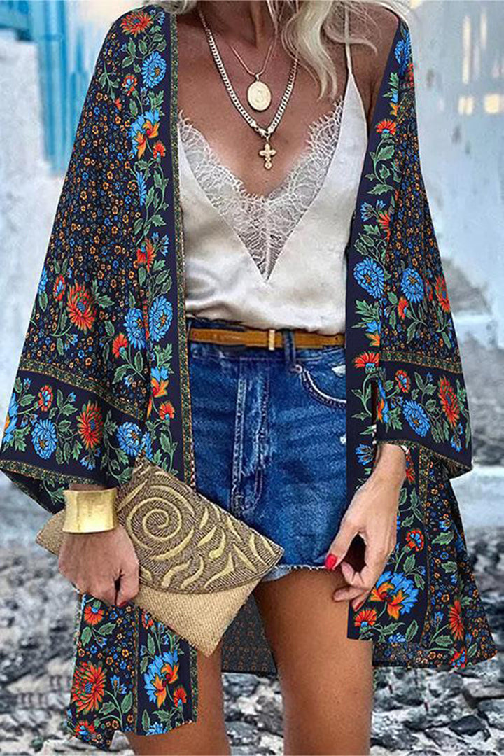Drune | College Print Patchwork Strickjacke Kragen Außenbekleidung