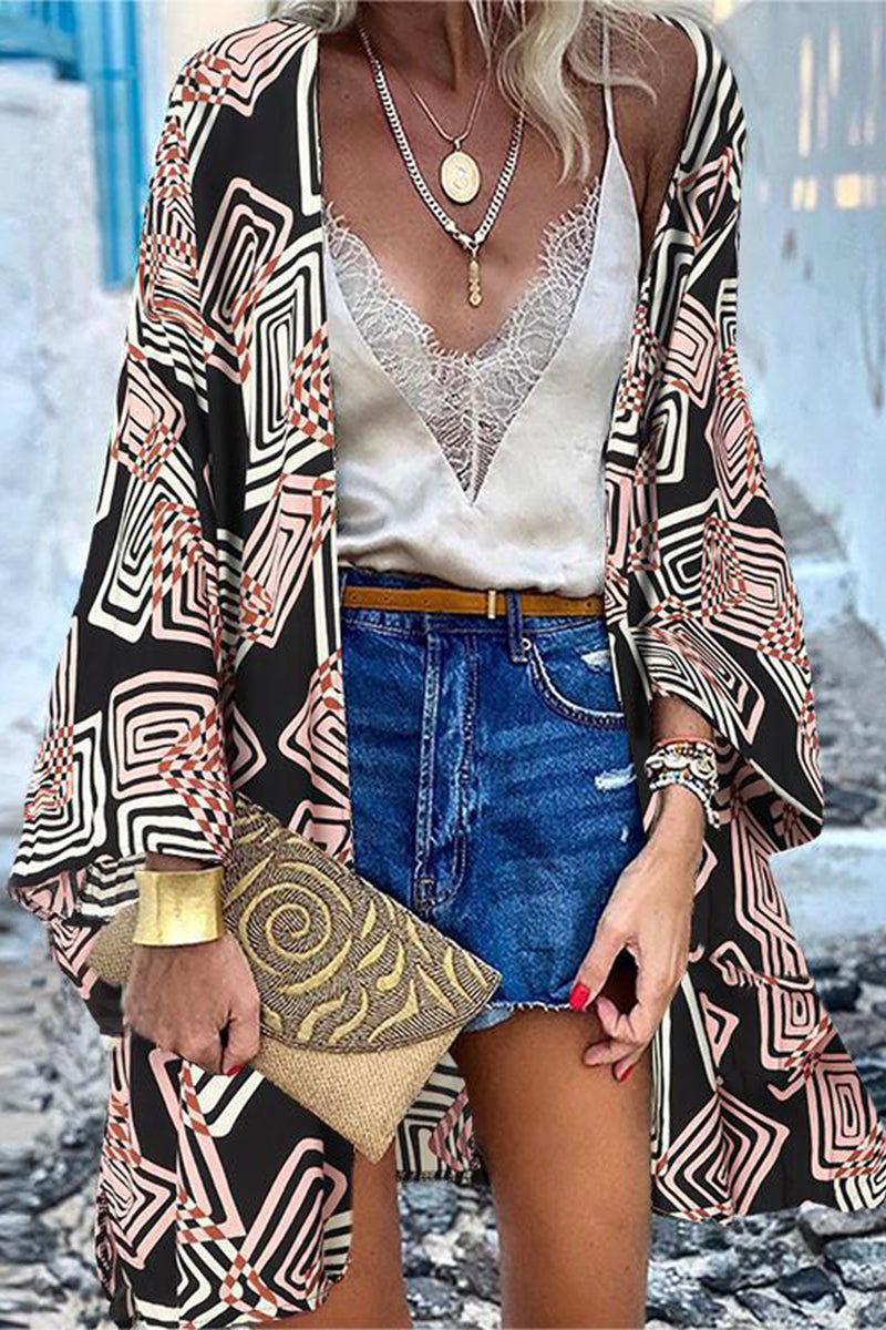 Drune | College Print Patchwork Strickjacke Kragen Außenbekleidung