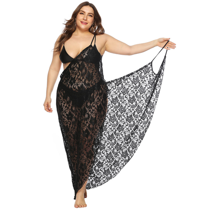 Damen Transparentes Spitzenstrandkleid Drune