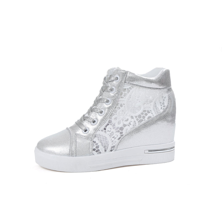 Damen High-Top Sneakers mit eleganter Spitzen-Verzierung und gepolsterter Innensohle Drune