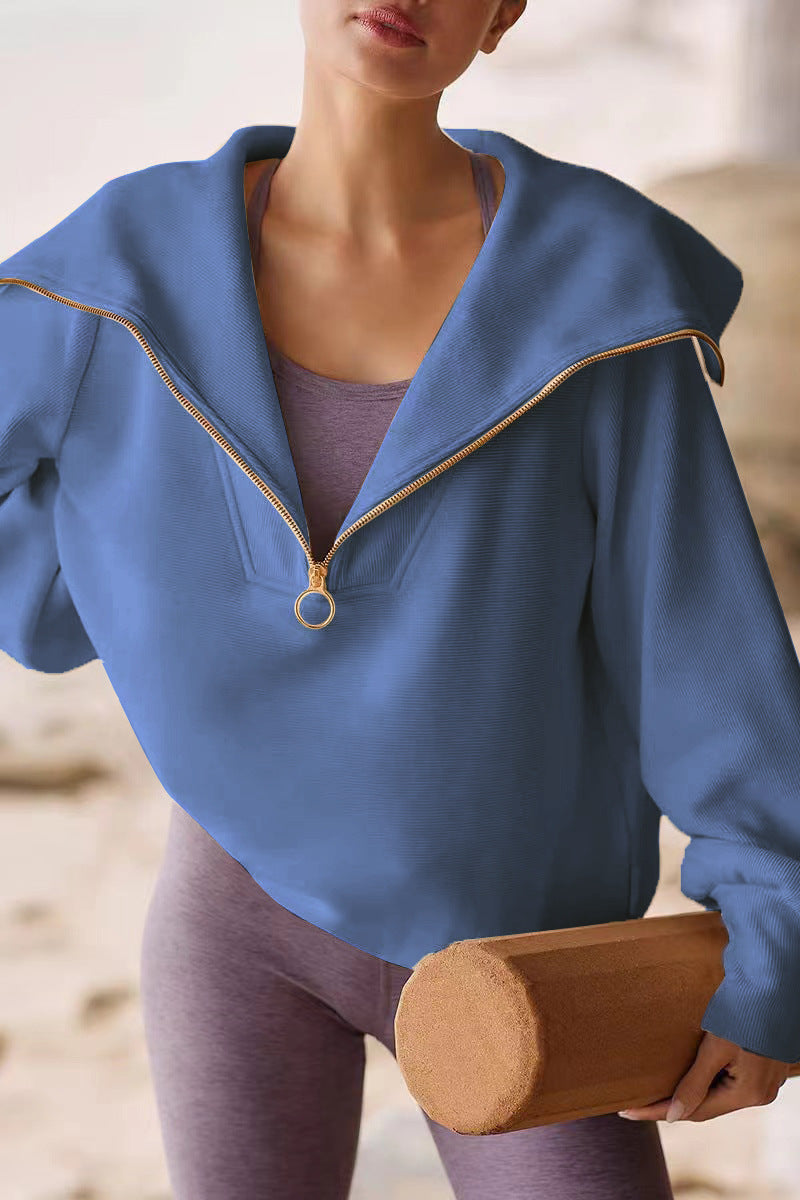 Drune | Half-zip Bluse Baumwolle Modern, Komfortabel