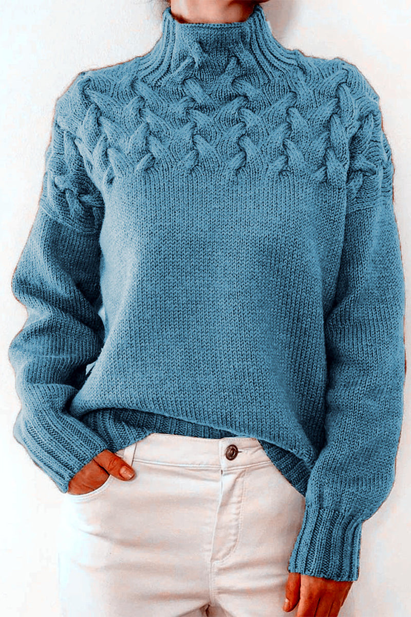 Drune | Lässiger Einfarbiger Strickpullover mit Rollkragen - 11 Farben