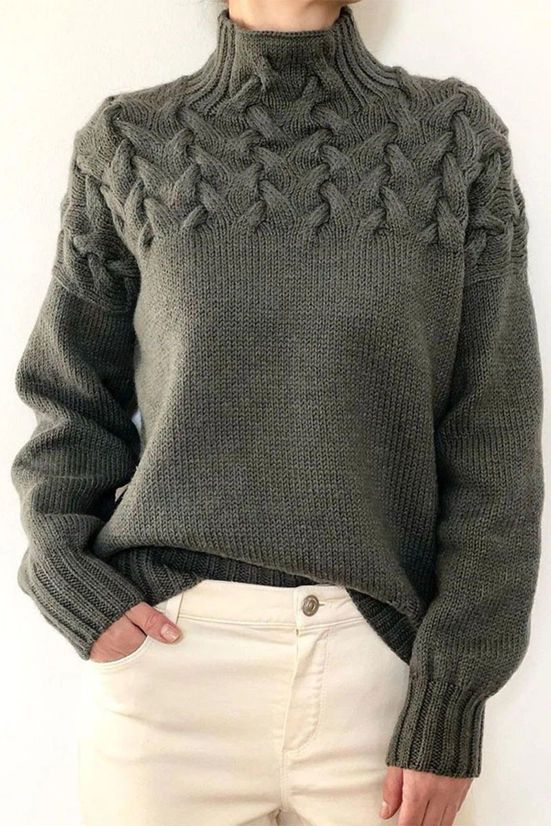 Drune | Lässiger Einfarbiger Strickpullover mit Rollkragen - 11 Farben