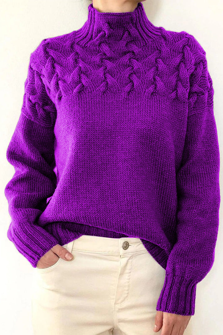 Drune | Lässiger Einfarbiger Strickpullover mit Rollkragen - 11 Farben