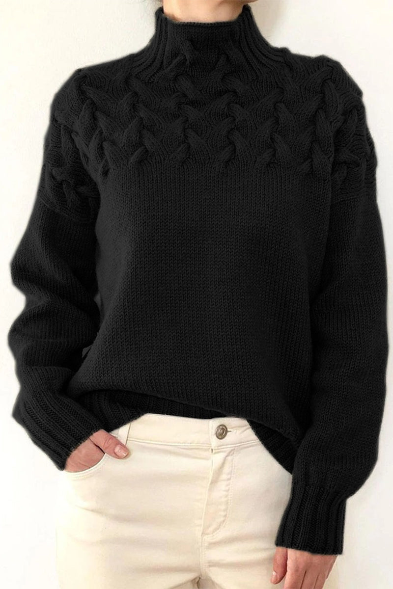 Drune | Lässiger Einfarbiger Strickpullover mit Rollkragen - 11 Farben