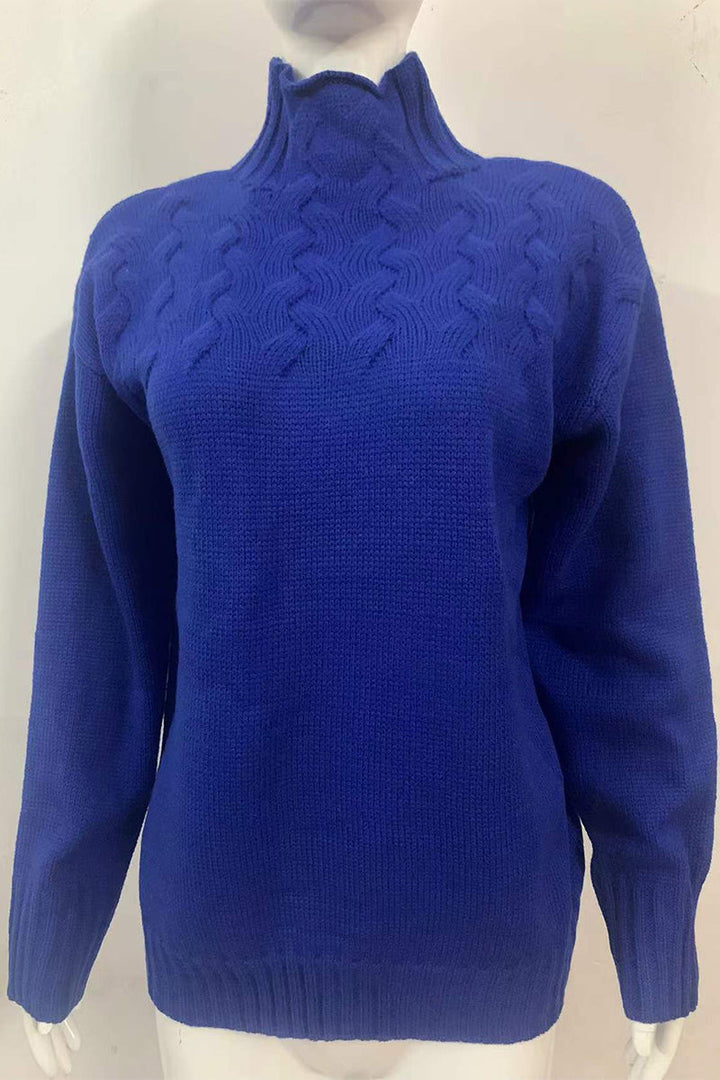 Drune | Lässiger Einfarbiger Strickpullover mit Rollkragen - 11 Farben