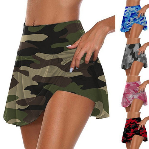 Damen sportlicher Minirock mit Taschen und elegantem Camouflage-Design Drune