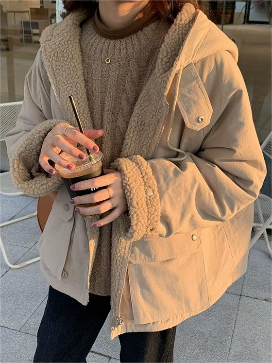 Drune | Einfarbige Wendbare Jacke Mit Kapuze Und Reißverschluss