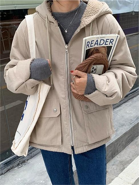 Drune | Einfarbige Wendbare Jacke Mit Kapuze Und Reißverschluss