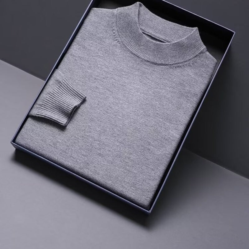 Herren-Wollpullover mit Rollkragen, schlicht und warm