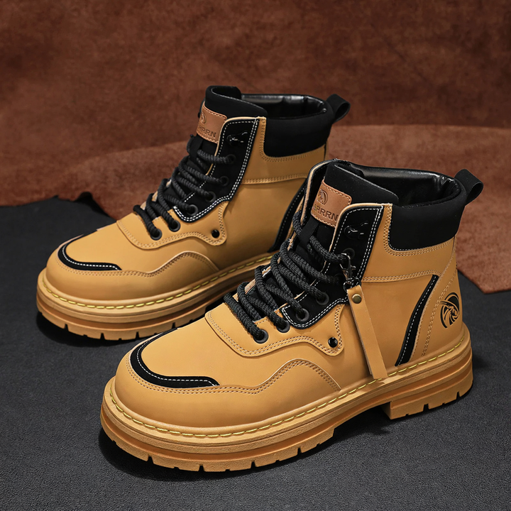 Herren-Stiefel, High-Top, Leder, Vintage-Stil, Winter