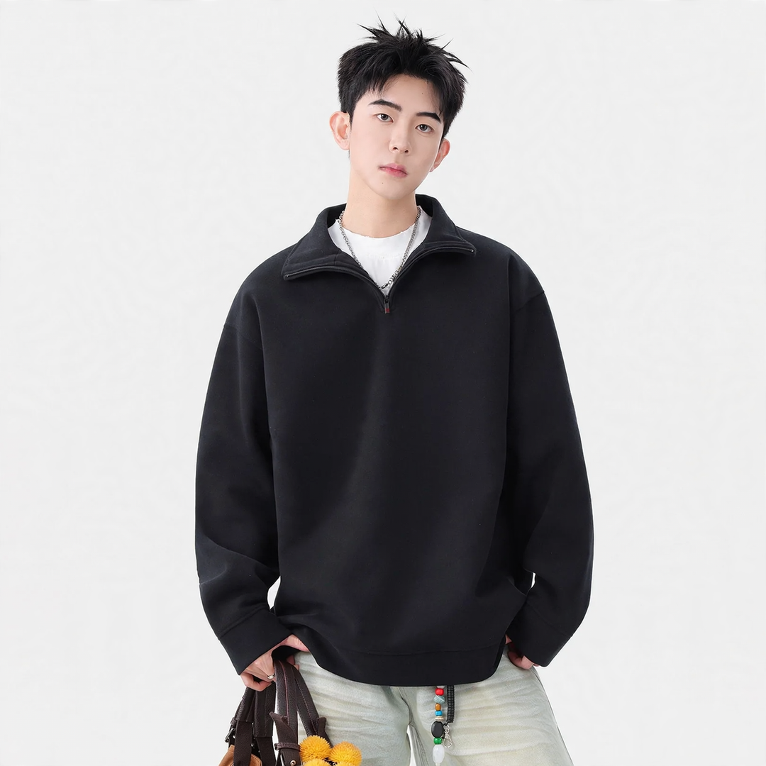 Herren-Sweatshirt mit Stehkragen und überschnittenen Schultern